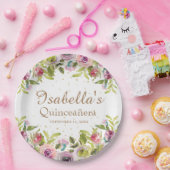 パープルイエローピンクフローラ金ゴールドグリッターキンセアニラ ペーパープレート (パーティー)