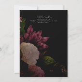 パープルイエローピンク牡丹&バラズ結婚&RSVP 招待状 (裏面)