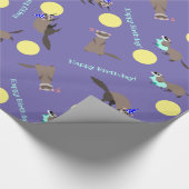 パープルイエローフェレット誕生日ラッピング紙 ラッピングペーパー (角)