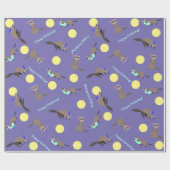 パープルイエローフェレット誕生日ラッピング紙 ラッピングペーパー (フラット)