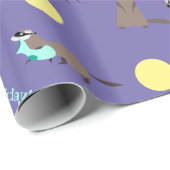 パープルイエローフェレット誕生日ラッピング紙 ラッピングペーパー (ロールコーナー)