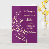 パープルイエローフラワーズシスター誕生日 カード (黄色い花)