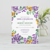 パープルイエローフラワーズ ウェディングテーマ 招待状 (スタンド正面)