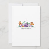 パープルイエローフラワーズ ウェディングテーマ 招待状 (裏面)