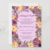 パープルイエローフローラカレッジトランクパーティー招待状 招待状 (正面)