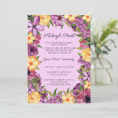 パープルイエローフローラカレッジトランクパーティー招待状 招待状 (スタンド正面)