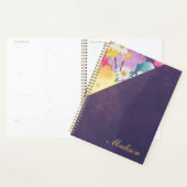 パープルイエローフローラガーリートレンディーモノグラム プランナー手帳 (ディスプレー)