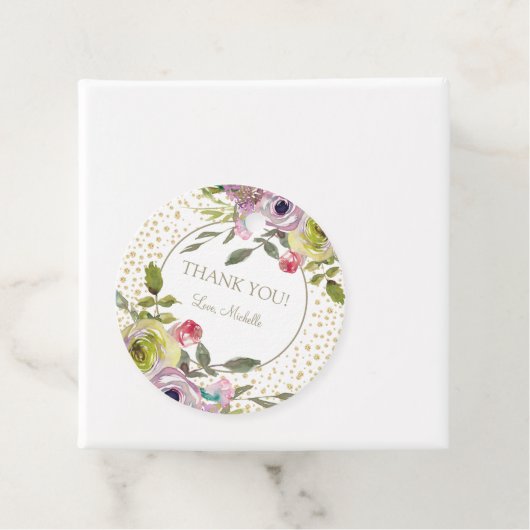 パープルイエローフローラ金ゴールドグリッターありがとう好意 フェイバータグ (インサイチュ)