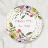 パープルイエローフローラ金ゴールドグリッターありがとう好意 フェイバータグ (正面)