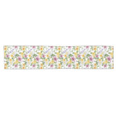 パープルイエローホワイトグリーンフローラシエレガントック ショートテーブルランナー (横)