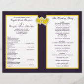 パープルイエローホワイトフローラ、ハート結婚式 プログラム (裏面)