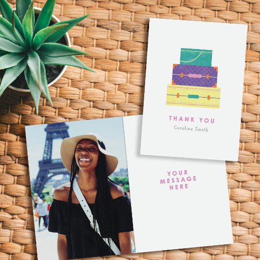 パープルイエローラゲッジフェアウェルサンキューカード サンキューカード