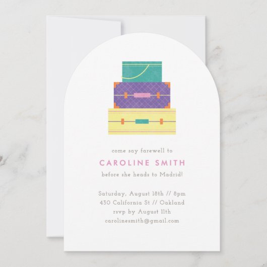 パープルイエローラゲッジフェアウェルパーティの招待状 招待状 (正面)