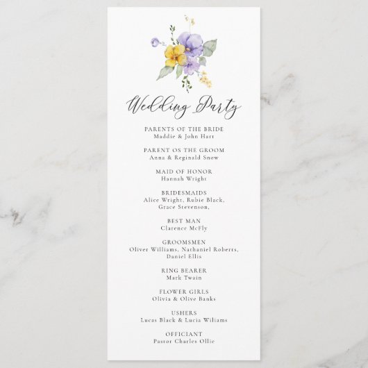 パープルイエローラベンダー薄紫素朴フローラ結婚ズ プログラム (裏面)