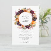 パープルイエローローズブルゴーニュフローラ秋結婚の日 招待状 (スタンド正面)