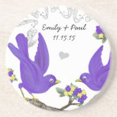 パープルイエローヴィンテージラブバードコースター コースター (正面)