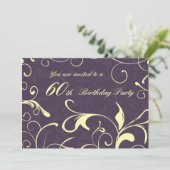 パープルイエロー60歳誕生日パーティーの招待状 招待状 (スタンド正面)