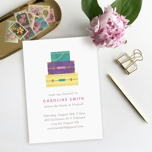 パープルイエロー ラゲッジ お別れパーティー招待状 招待状