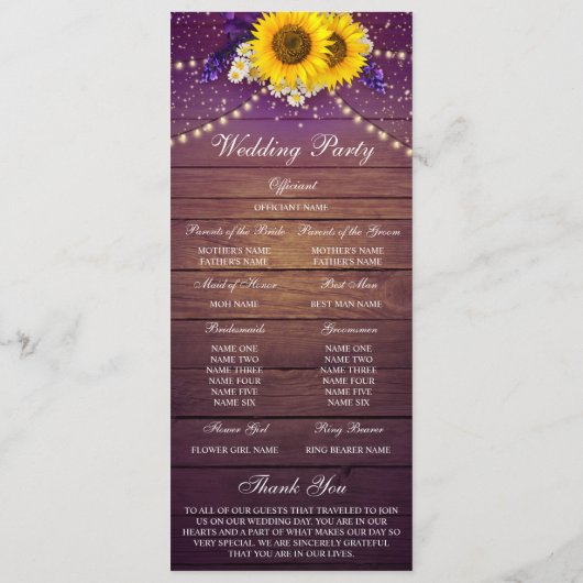 パープルイエ素朴ローヒマワリフローラカントリーバーン プログラム (裏面)