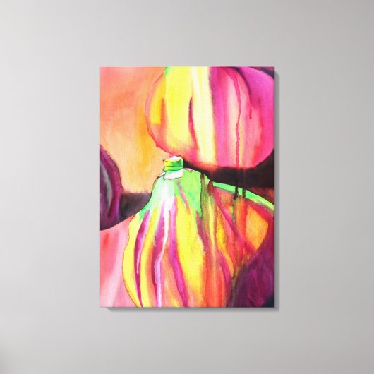 パープルイチジクの水彩オリジナルアート絵画ドリップ キャンバスプリント (正面)