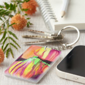 パープルイチジクの水彩オリジナルアート絵画ドリップ キーホルダー (正面右)