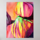 パープルイチジクの水彩オリジナルアート絵画ドリップ ポスター (正面)