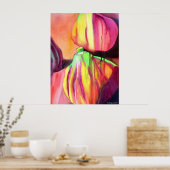 パープルイチジクの水彩オリジナルアート絵画ドリップ ポスター (キッチン)