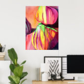 パープルイチジクの水彩オリジナルアート絵画ドリップ ポスター (ホームオフィス)