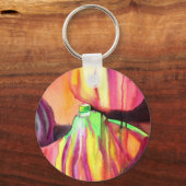 パープルイチジクオリジナルアートの水色ドリップ絵画ズ キーホルダー (正面)