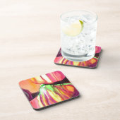 パープルイチジクオリジナルアートの水色ドリップ絵画ズ コースター (右側)