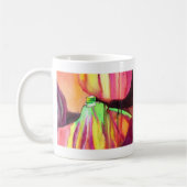 パープルイチジクオリジナルアートの水色ドリップ絵画ズ コーヒーマグカップ (左)