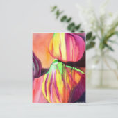 パープルイチジクオリジナルアートの水色ドリップ絵画ズ ポストカード (スタンド正面)