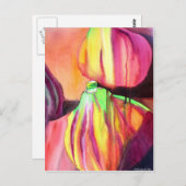 パープルイチジクオリジナルアートの水色ドリップ絵画ズ ポストカード (正面/裏面)