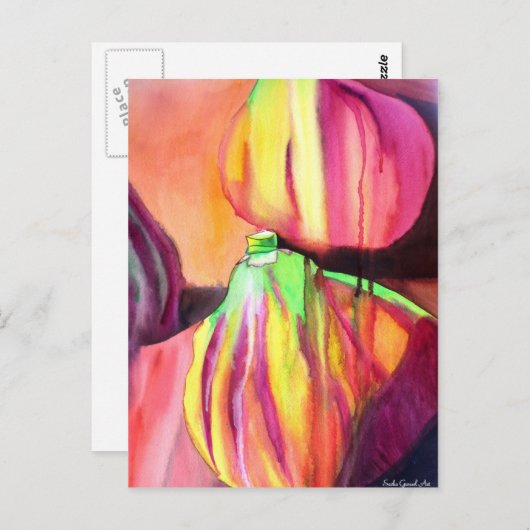 パープルイチジクオリジナルアートの水色ドリップ絵画ズ ポストカード (正面/裏面)