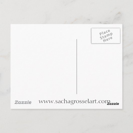 パープルイチジクオリジナルアートの水色ドリップ絵画ズ ポストカード (裏面)