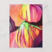 パープルイチジクオリジナルアートの水色ドリップ絵画ズ ポストカード (正面)