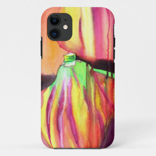 パープルイチジクオリジナルアートの水色ドリップ絵画ズ iPhone 11 ケース