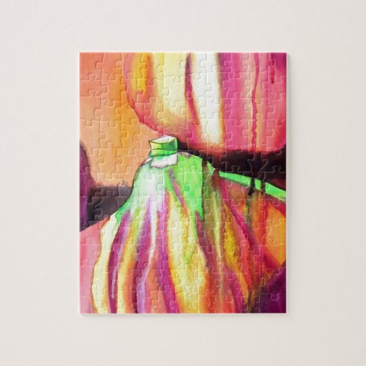 パープルイチジクオリジナル水彩画ドリップ絵画ズ ジグソーパズル (縦)