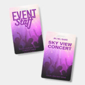 パープルイベントスタッフバッジ(コンサートまたはフェスティバル) バッジ (Front & Back)