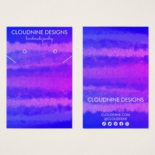 パープルイヤリングネックレスジュエリーディスプレイカード (正面&裏面)