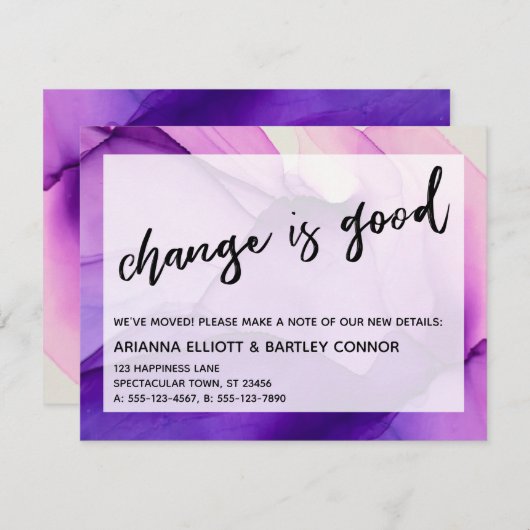パープルインクの変更は良い動きの発表 ノートカード (正面/裏面)