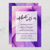 パープルインクス　私たちと一緒に結婚式を祝おう 招待状 (正面/裏面)