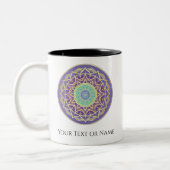 パープルインジゴ金ゴールドターコイズマンダラメタフィシカル ツートーンマグカップ (左)