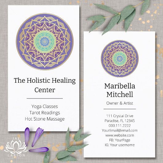 パープルインジゴ金ゴールドターコイズマンダラメタフィシカル 名刺