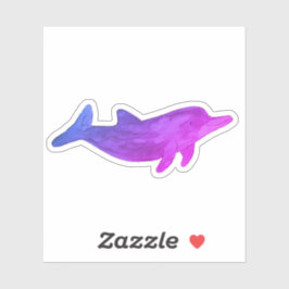 パープルインディゴウオーターカラーイルカ シール
