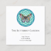 パープルインディゴバタフライミスティックマンダラターコイズ スクエア名刺 (正面)