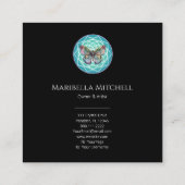 パープルインディゴバタフライミスティックマンダラターコイズ スクエア名刺 (裏面)