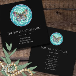 パープルインディゴバタフライミスティックマンダラターコイズ スクエア名刺