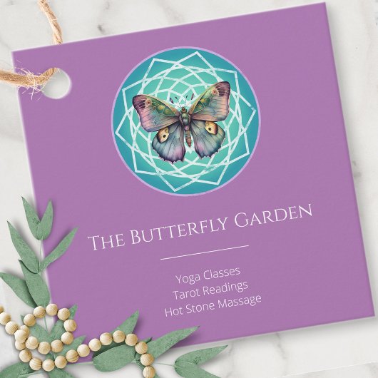 パープルインディゴバタフライミスティックマンダラターコイズ フェイバータグ