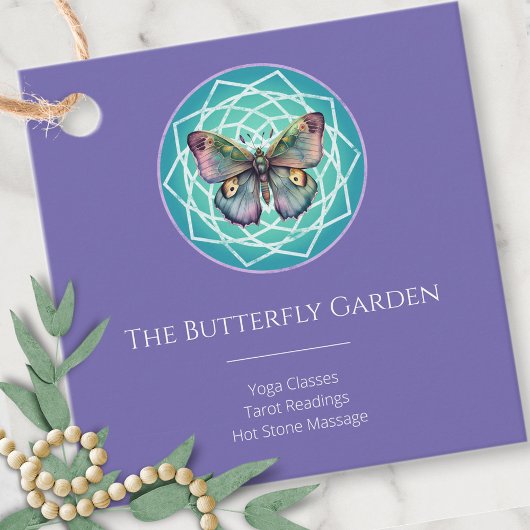 パープルインディゴバタフライミスティックマンダラターコイズ フェイバータグ